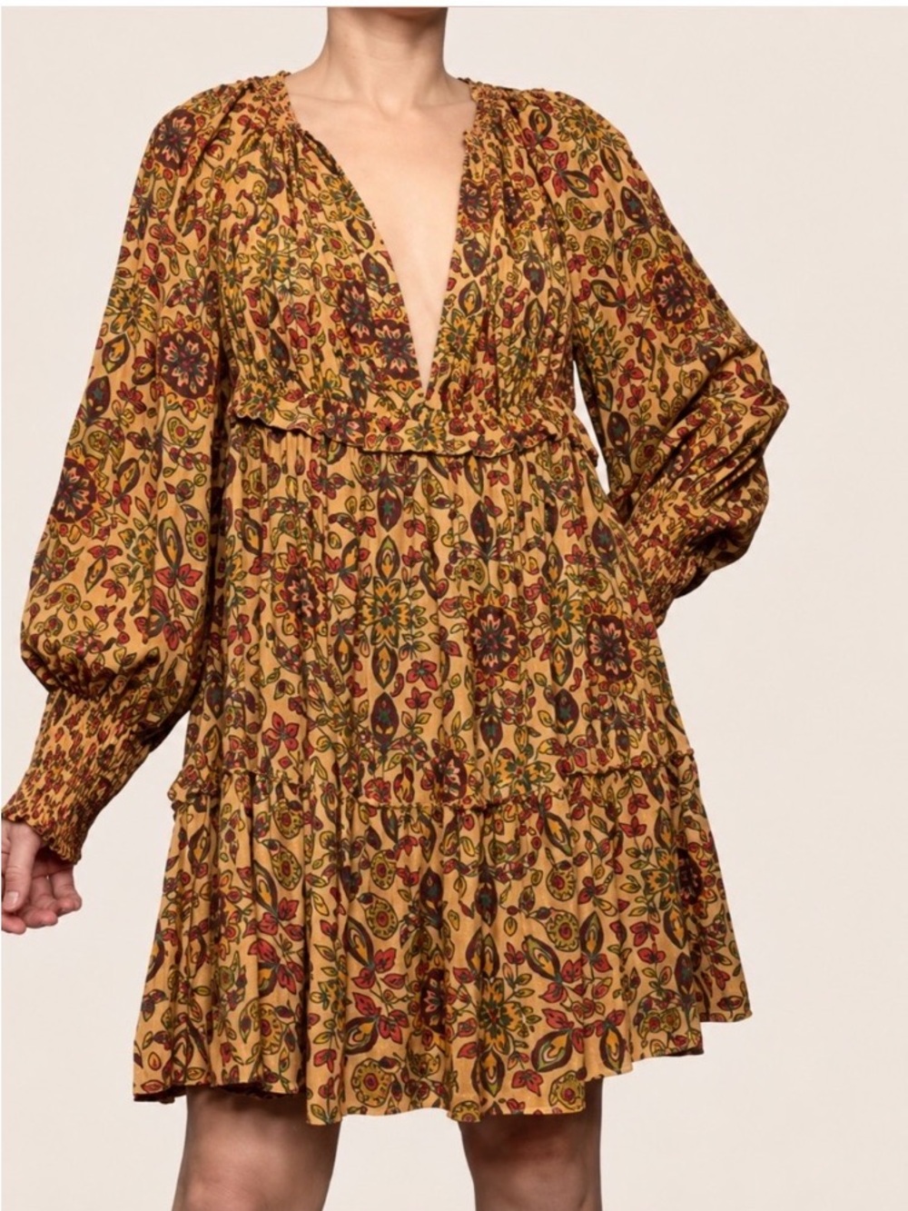 House of Harlow 1960 Avivah - Boho Floral Ruffle Mini Dress | XS